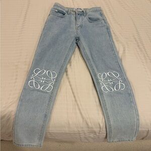 Loewe Light Blue Jeans with White Embroidery